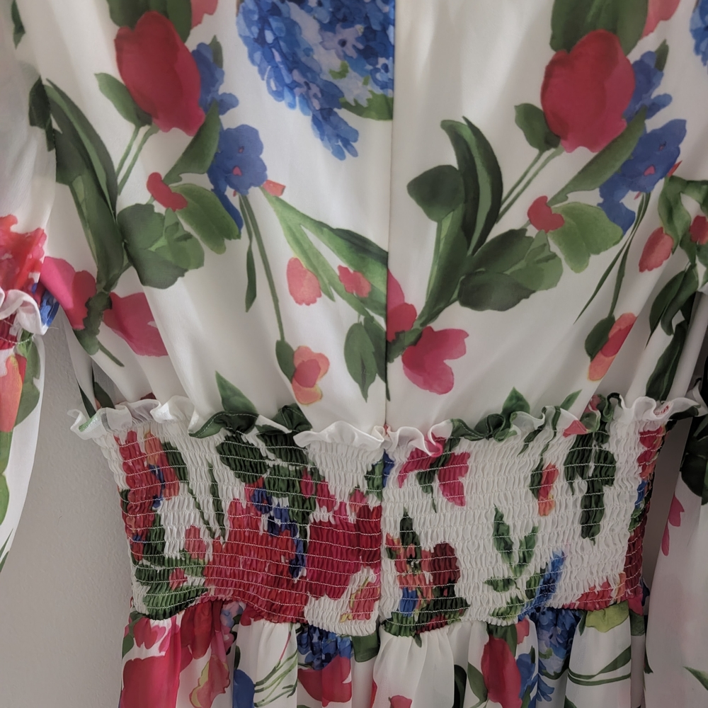 Marciano Multicolor Floral Long Sleeve Dress - Picture 14 of 15